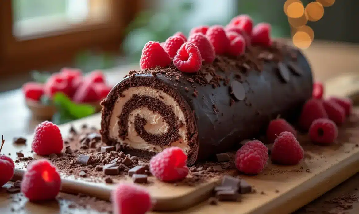 La délicate alchimie de la bûche chocolat-framboise